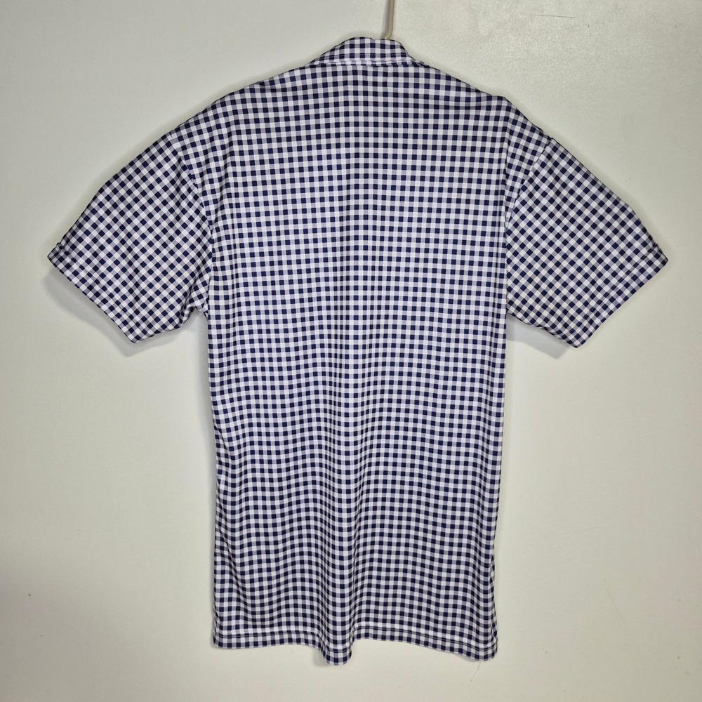 Collars & Co Polo Med Blue Gingham Check Dress Collar Performance Stretch Preppy - Picture 4 of 6